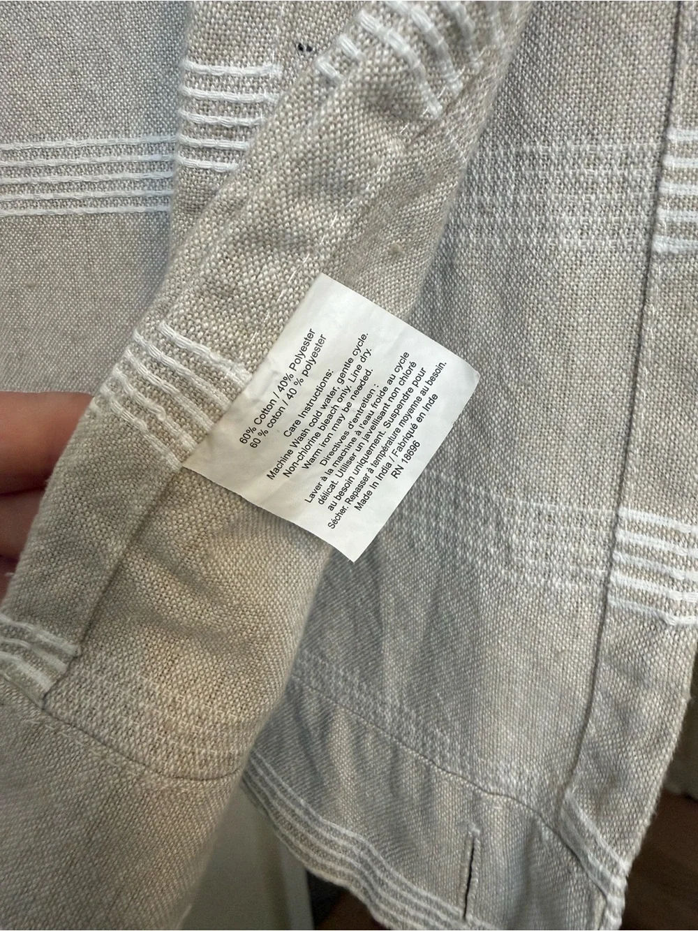 Neutral Beige/Oatmeal cotton blend Shower Curtain